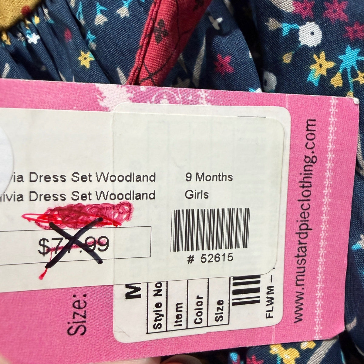 Mustard Pie Olivia Dress Set Girls 9M Yellow Woodland Floral Cotton Boho NWT7
