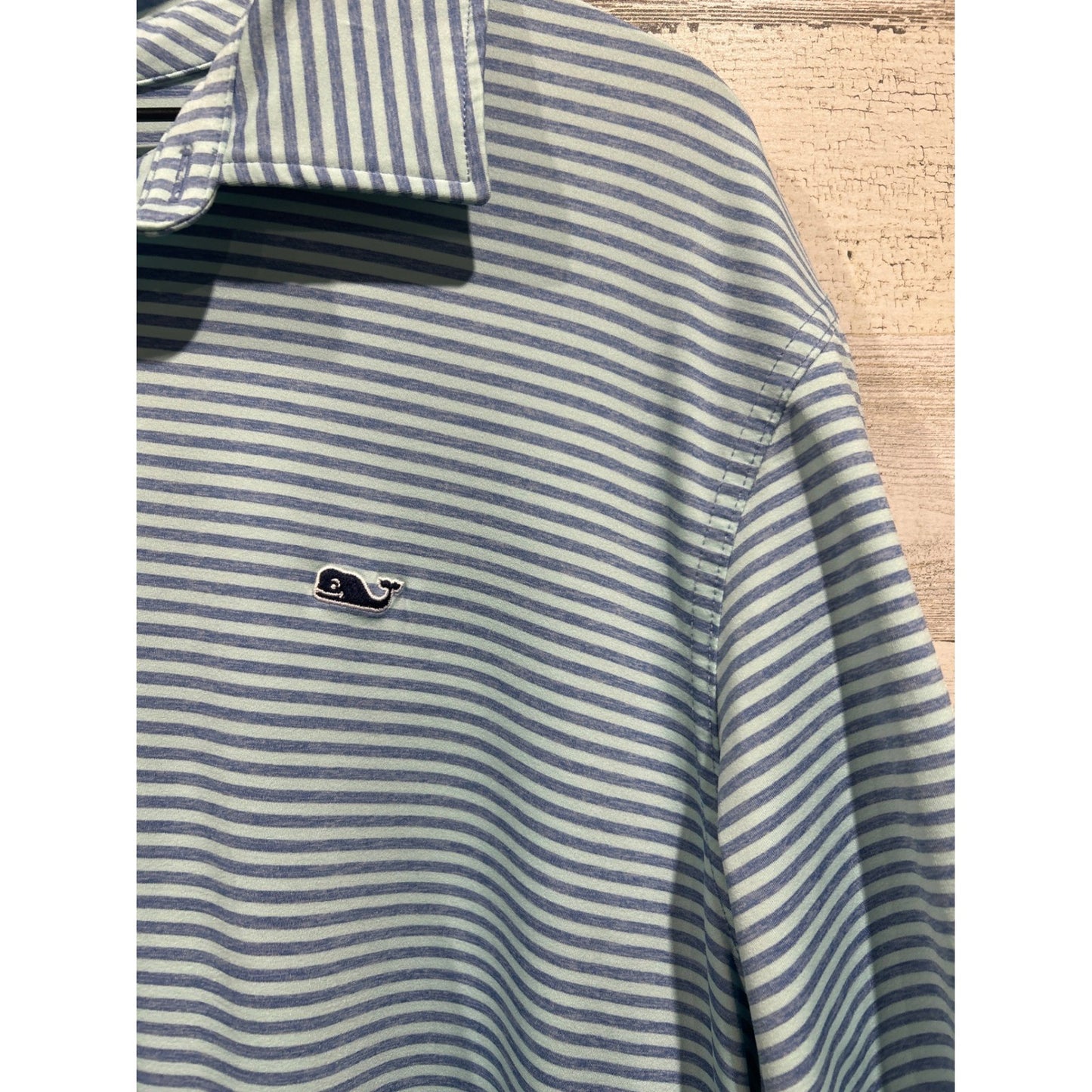 Vineyard Vines Polo Mens XLT Blue Striped Performance Golf Coastal EUC2