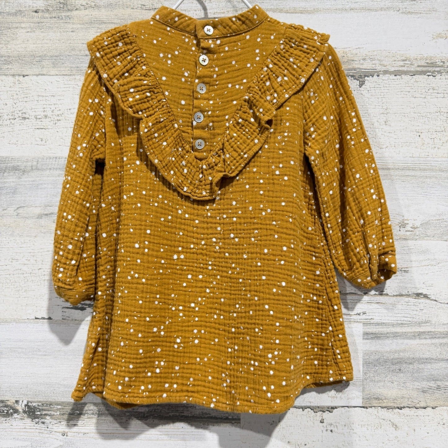 Rylee + Cru Dress Girls 2-3Y Mustard Star Gauze Ruffle Boho EUC3