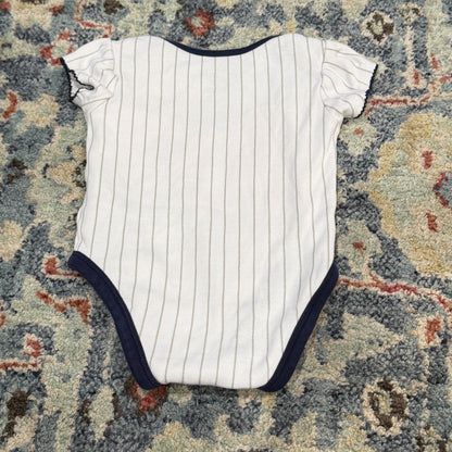 MLB Houston Astros Bodysuit Girls 12M White Pinstripe Baseball Sporty EUC4