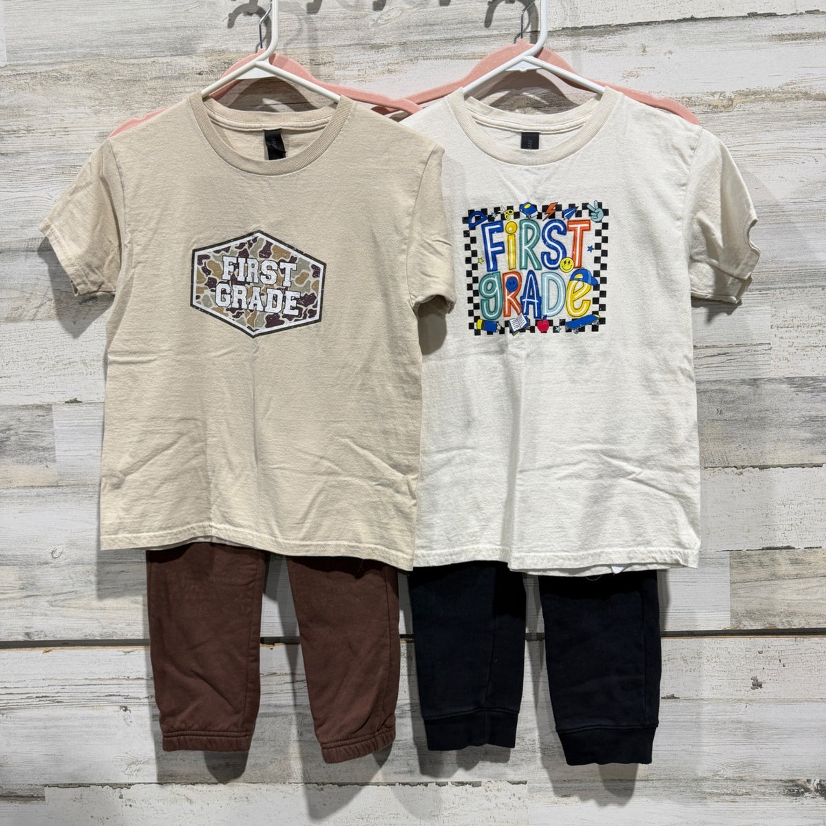 First Grade Graphic Tee & Joggers Bundle Boys Small Cotton Flawed*0