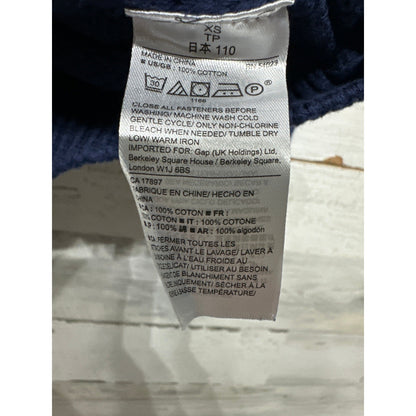 Gap Sweater Kids XS 4-5 Navy Blue Fair Isle Shawl Neck Button Pullover EUC2