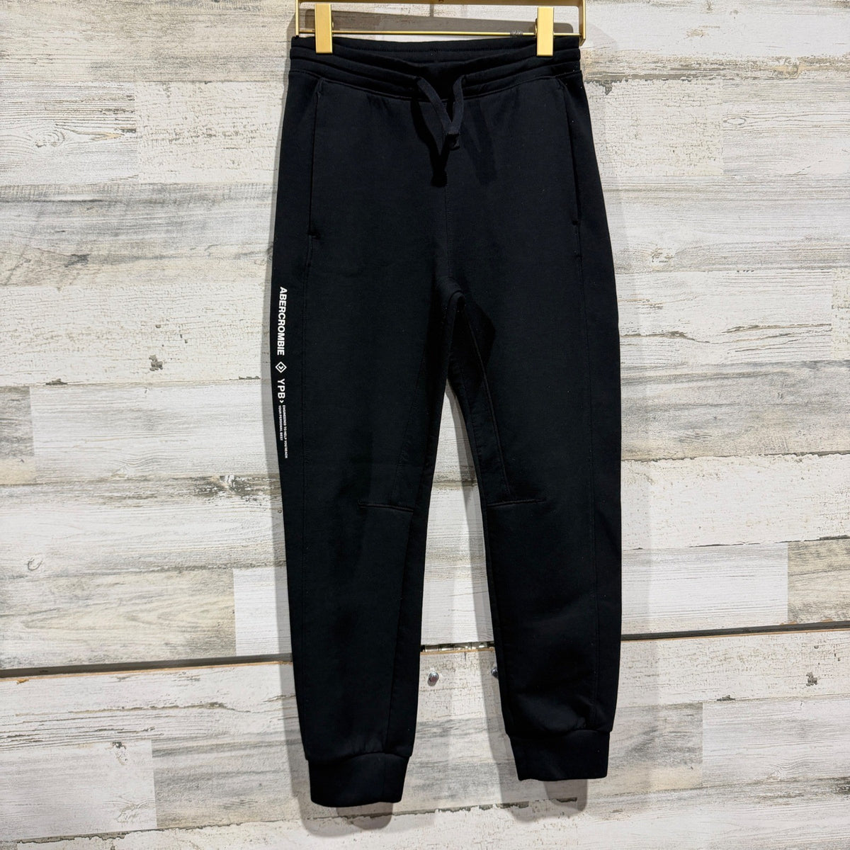 Abercrombie YPB Performance Joggers Boys 9/10 Black Pants Fall Winter Sporty EUC0