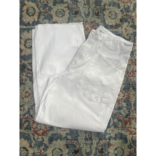 Vervet Wide Leg Jeans Women Size 28 White Utility Patch Pocket Raw Hem EUC0