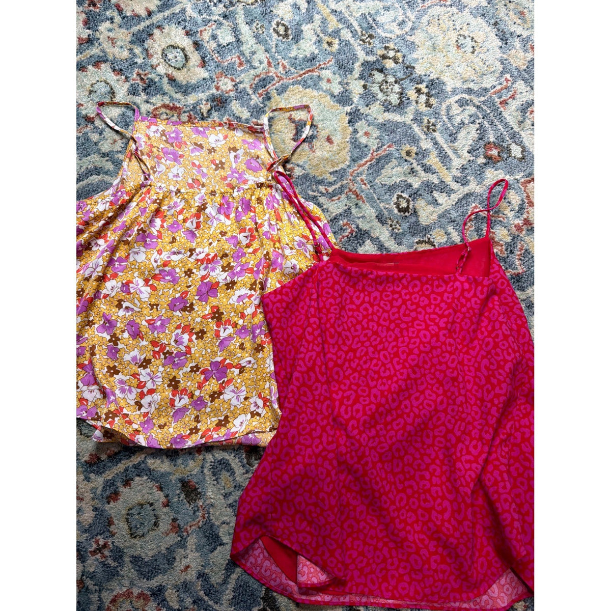 Ann Taylor Cami Bundle Women Medium Pink Yellow Floral Leopard EUC4