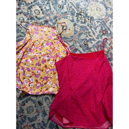 Ann Taylor Cami Bundle Women Medium Pink Yellow Floral Leopard EUC4