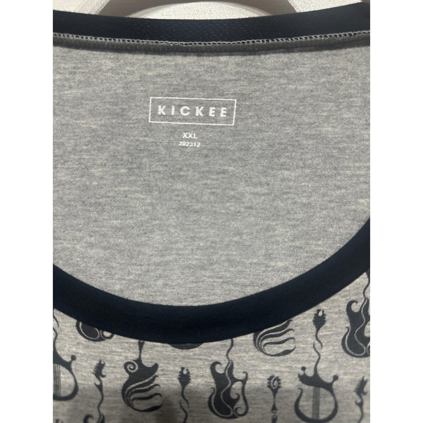 Kickee Pants Shirt Women XXL Grey Guitar Print Bamboo Viscose EUC2