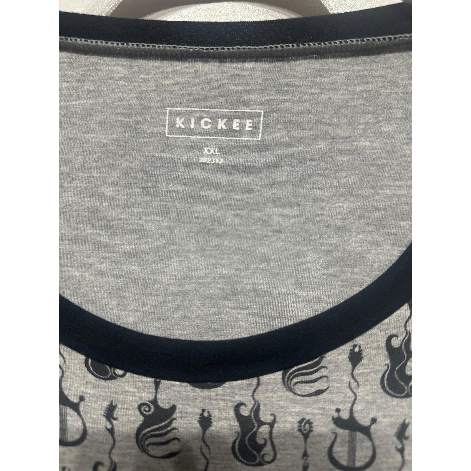 Kickee Pants Shirt Women XXL Grey Guitar Print Bamboo Viscose EUC2