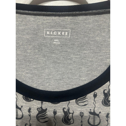 Kickee Pants Shirt Women XXL Grey Guitar Print Bamboo Viscose EUC2