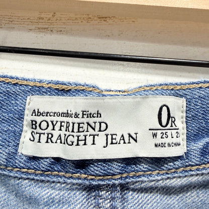 Abercrombie & Fitch Boyfriend Straight Jean Women 0R Blue Denim Distressed1