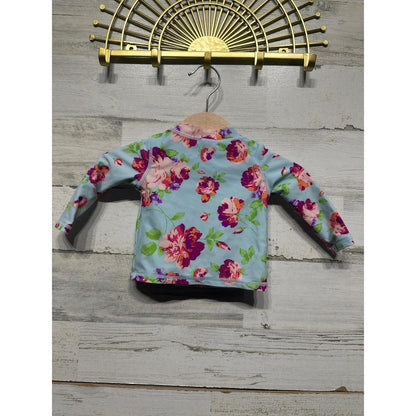 Ruffle Butts Rash Guard Girls 3-6m Floral Long Sleeve Zip Swim Top EUC1