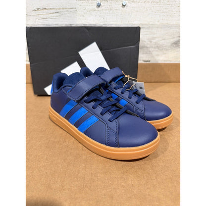 Adidas Grand Court 2.0 EL C Boys Size 1 Blue Gum Sole Sneakers Sporty NWT1