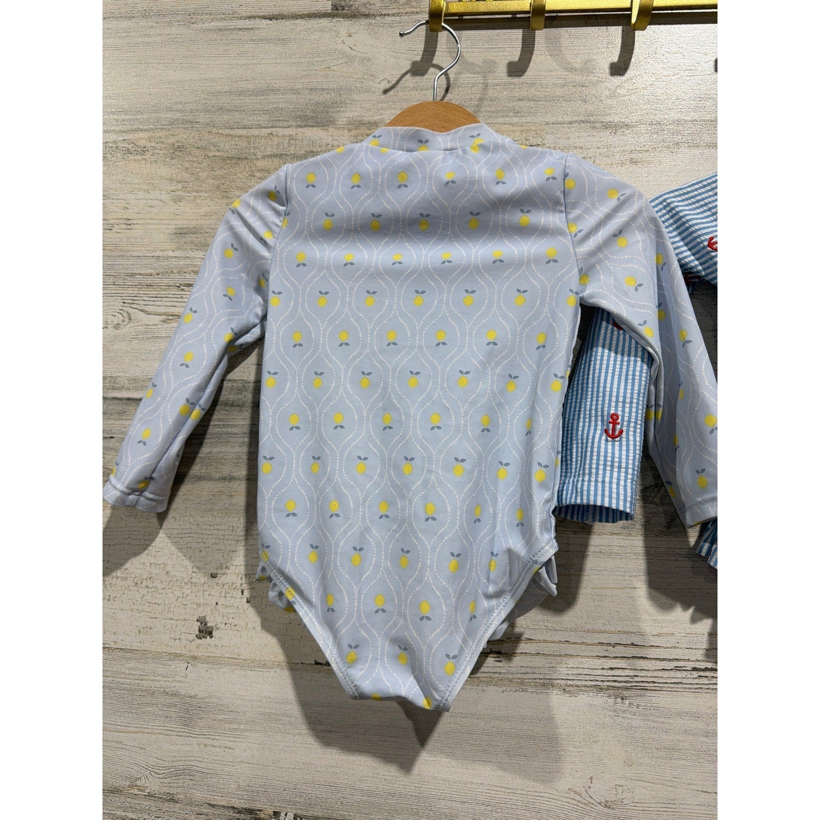 Little Me Carter's Rash Guard Swimsuit Girls 18-24M Blue Lemon Anchor3