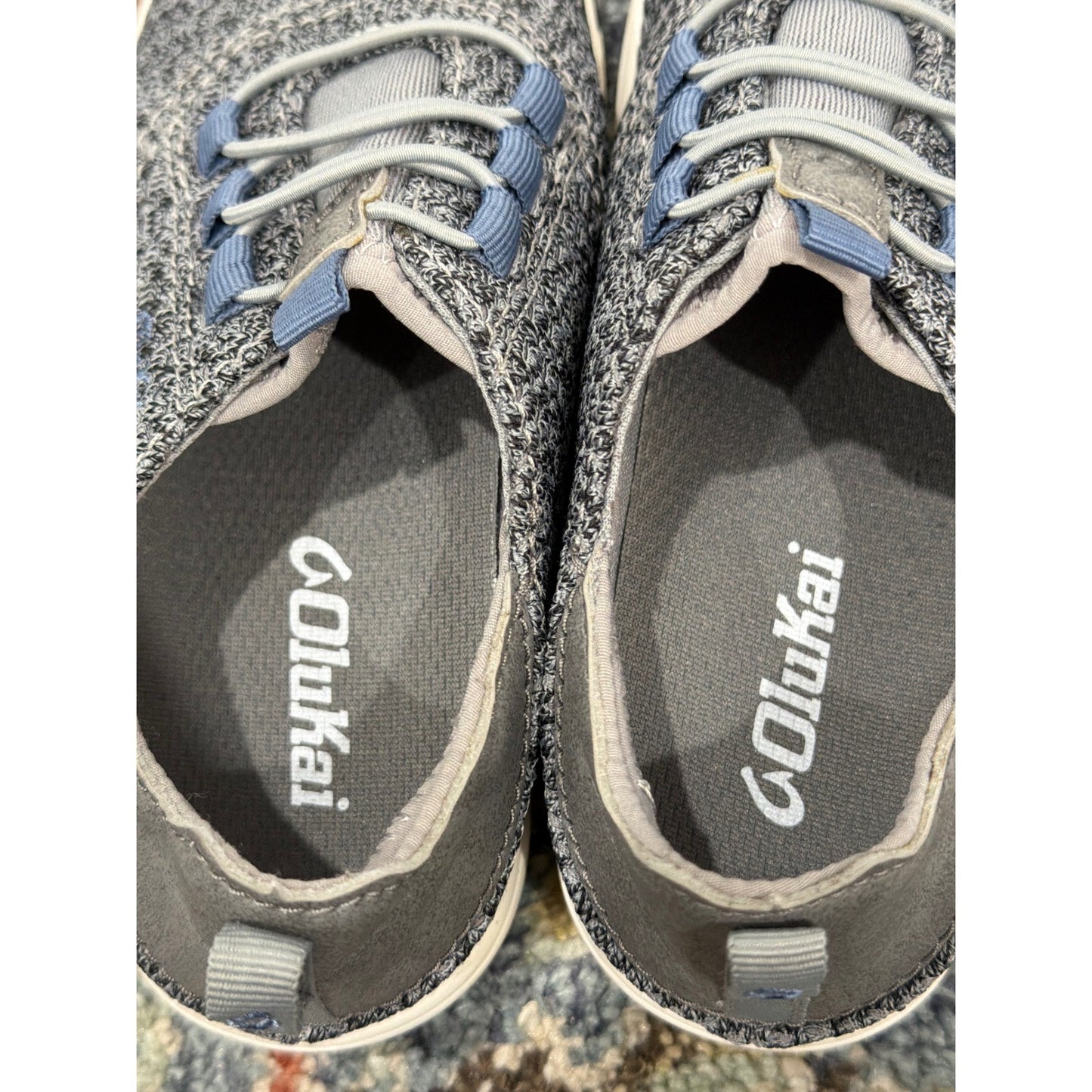 OluKai Nohea Mesh Sneakers Boys Size 12 Gray Blue Slip On Casual EUC7