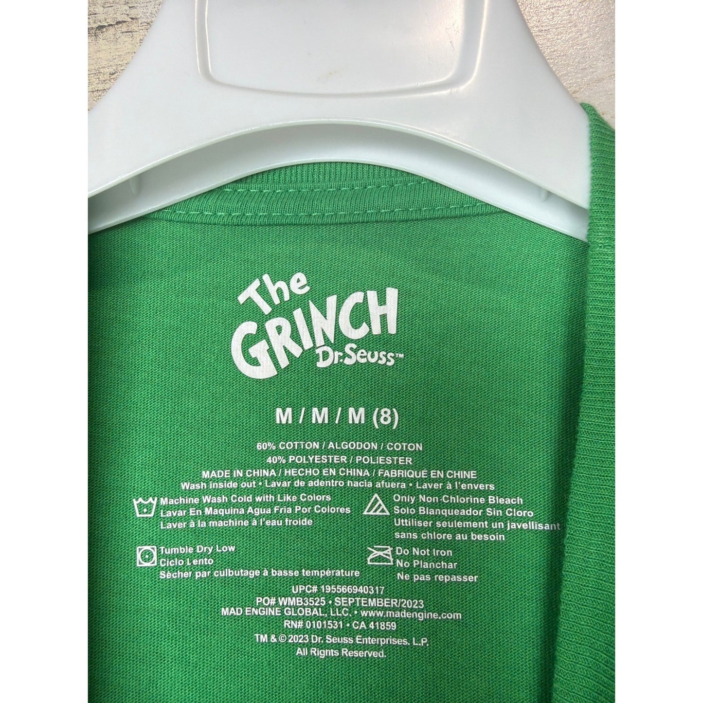 Dr Seuss Grinch T-Shirt Kids Size M 8 Green Merry Grinchmas Holiday EUC2