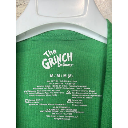 Dr Seuss Grinch T-Shirt Kids Size M 8 Green Merry Grinchmas Holiday EUC2