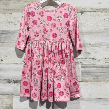 Mila & Rose Dress Girls 4T Pink Smiley Face Heart Pockets Twirl Girly EUC0