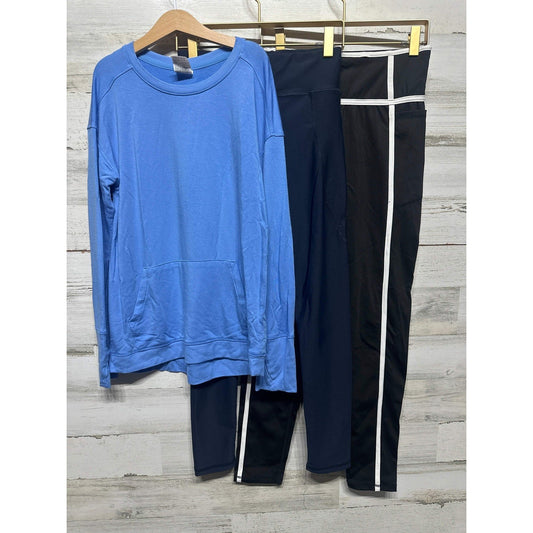 All In Motion Old Navy GB Girls Activewear Set 10/12 Blue Black Navy EUC0