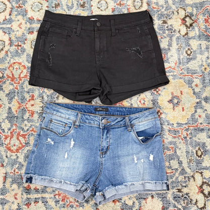Old Navy STS Blue Denim Shorts Women 8 29 Black Blue Distressed Casual EUC0