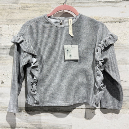 Vignette Ruffle Top Girls Size 10Y Gray Ribbed Velvet Coquette NWT0