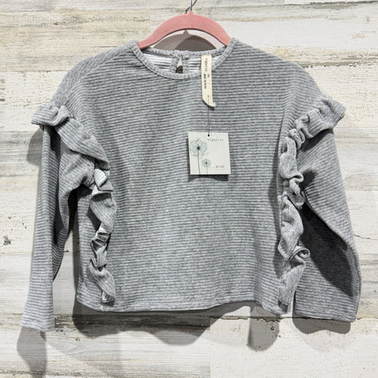 Vignette Ruffle Top Girls Size 10Y Gray Ribbed Velvet Coquette NWT0
