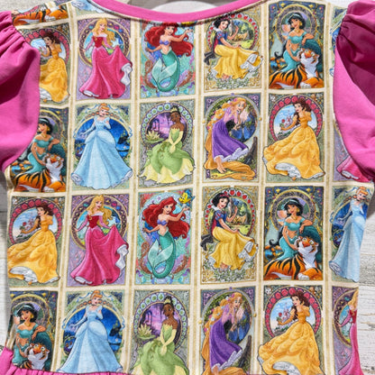 KPea Disney Princess Portrait Dress Girls 12 Pink Short Sleeve Boutique EUC5