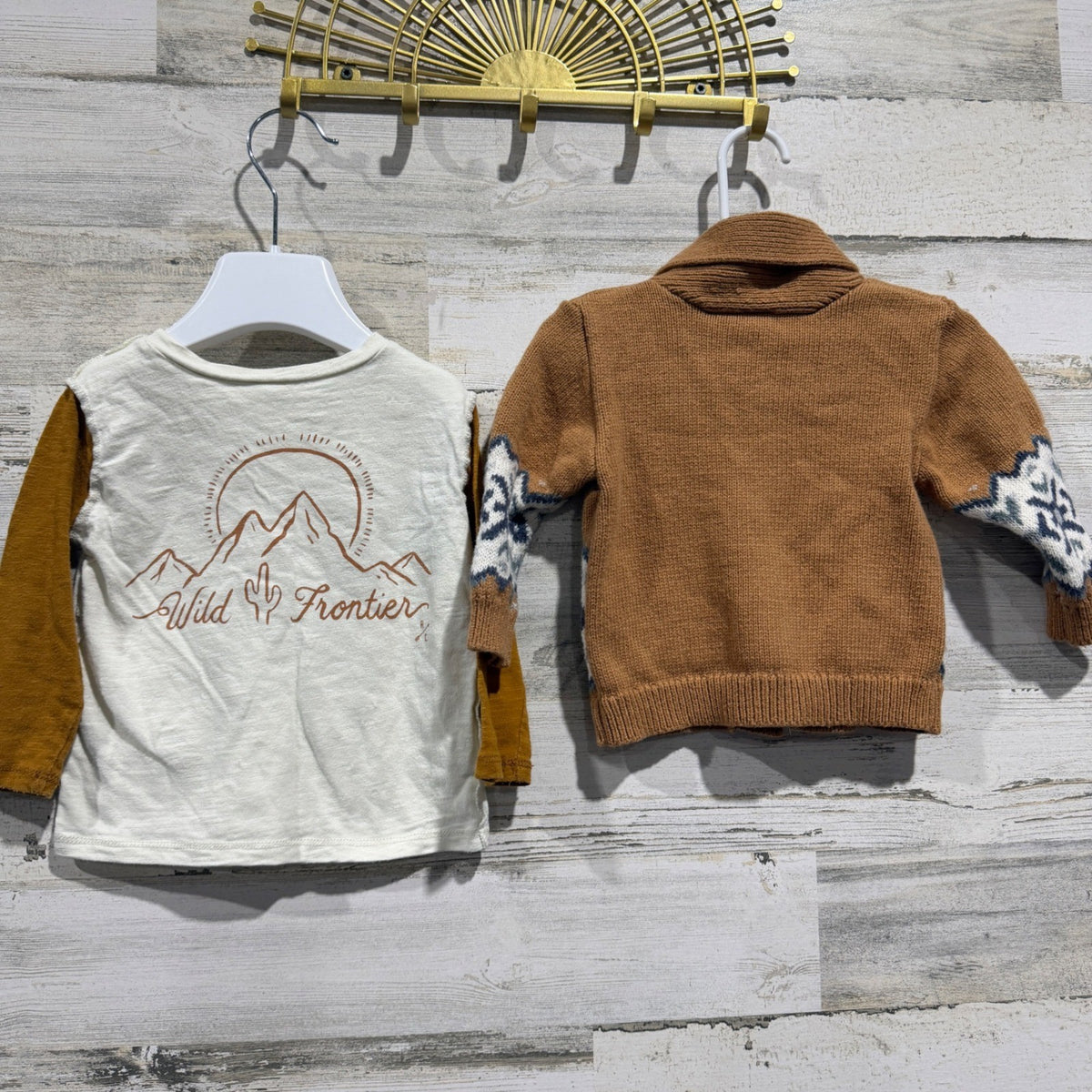 Rylee + Cru Cat&Jack Osh Kosh Baby Boy 3-12m Brown Cream Bundle Nordic Boho GUC*5
