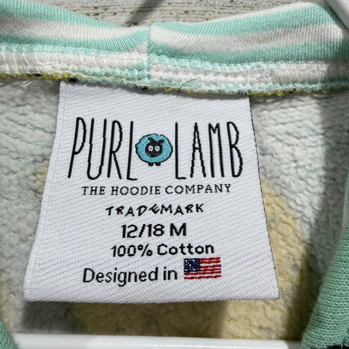 Purl Lamb Hooded Romper Kids 12/18M Mint Lemon Print Fruitcore EUC6