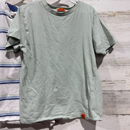 Free Planet T-Shirt Set Boys 7 Green Blue White Striped Casual Skater GUC*1