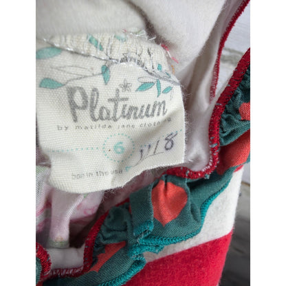 Matilda Jane Platinum Holiday Dress Girls 6 Red Pink Ornament Stripe4