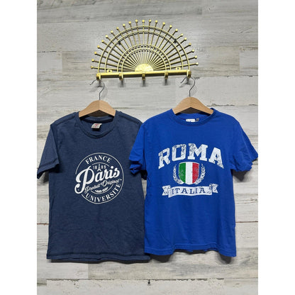 Graphic T-Shirt Boys 6 Blue Paris Roma Souvenir Euro EUC0
