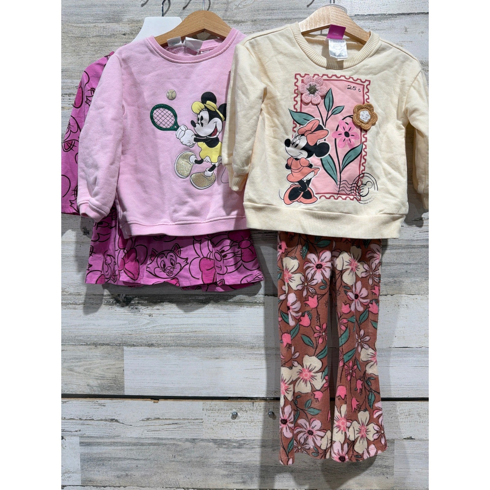 2T Girls Disney Bundle Minnie Mouse Sweatshirt Leggings Dress Disneycore EUC0