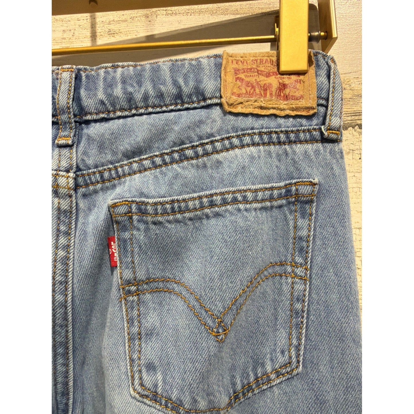 Levi's Wide Leg Jeans Girls Size 10 Blue Distressed Rainbow Denim EUC5