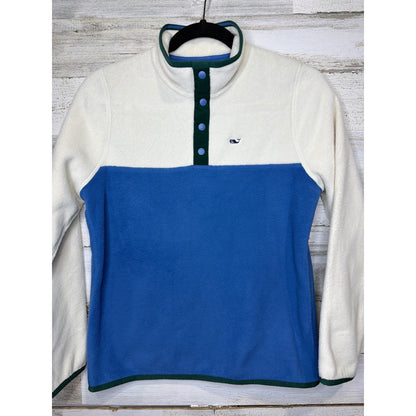 Vineyard Vines Fleece Pullover Boys Medium 12-14 Blue Cream Shep Shirt Preppy0