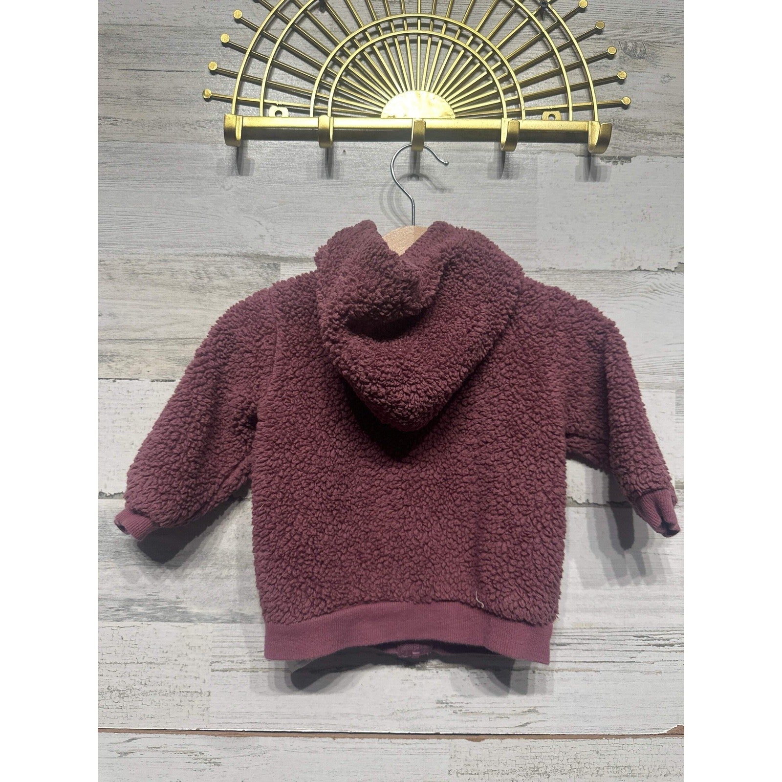 PL Kids Sherpa Fleece Hoodie Girls 9M Mauve Firefly Zip Up EUC2