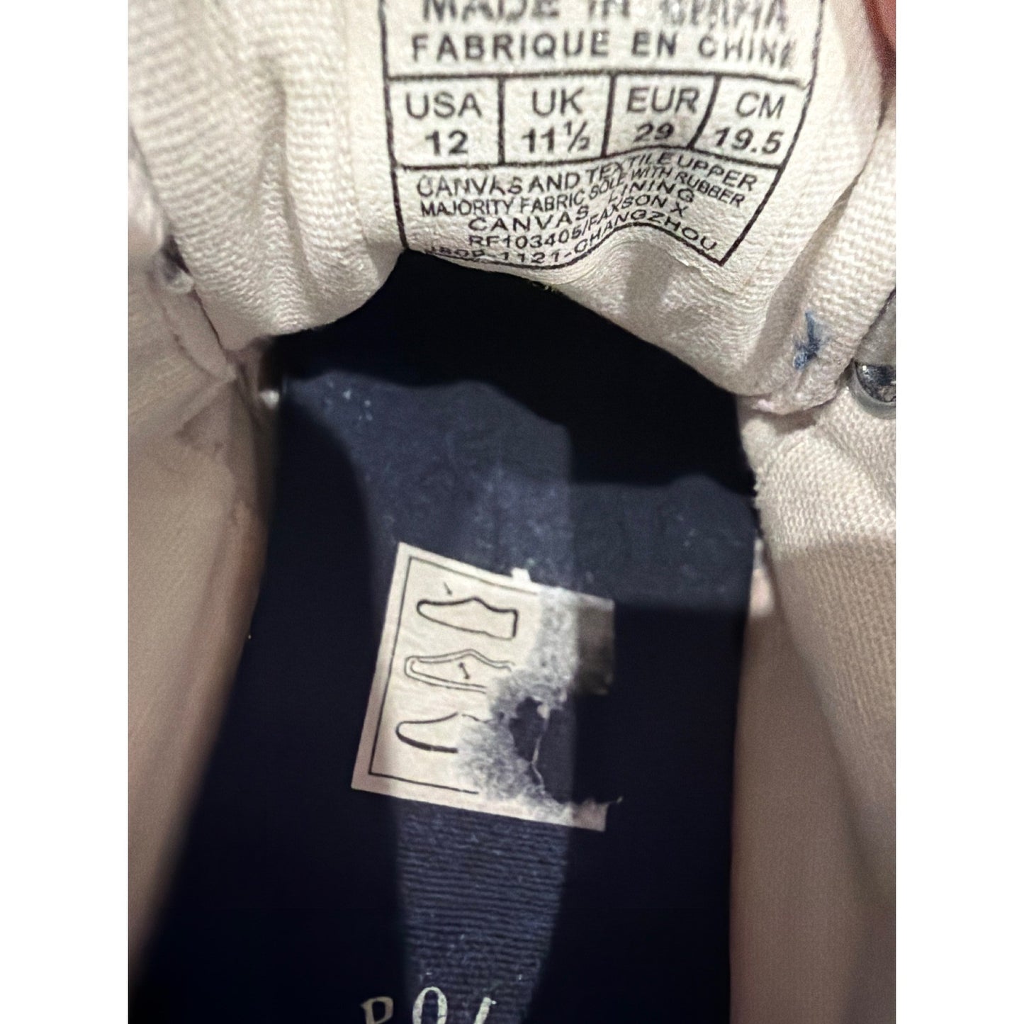Polo Ralph Lauren Sneakers Boys Size 12 Blue Cream Canvas Bundle GUC6