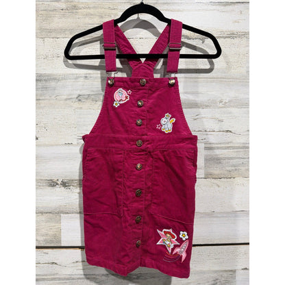 Disney Toy Story Girls 7/8 Pink Corduroy Overall Dress Jessie Forky EUC0