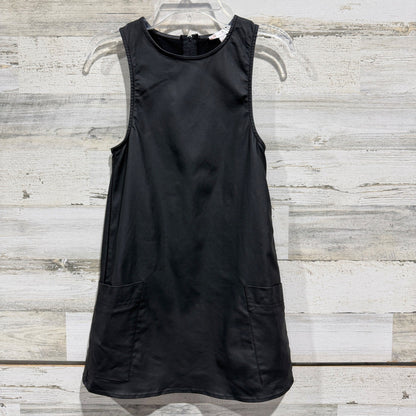 GB Girls Sleeveless Shift Dress Girls Size 8 Black Coated Fabric Modern EUC0