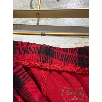 Sew Sassy Ruffle Leggings Girls 8 Red Black Buffalo Plaid Boutique EUC2
