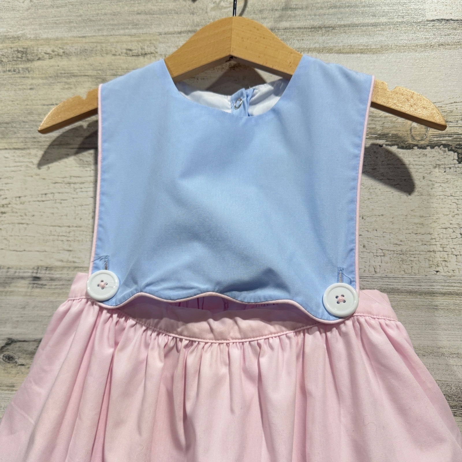 The Beaufort Bonnet Company Girls 4T Dress Pink Blue Swan Scalloped Preppy2