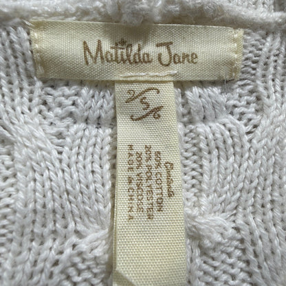 Matilda Jane Cable Knit Cardigan Women S/M Cream Cotton Blend Flawed*1