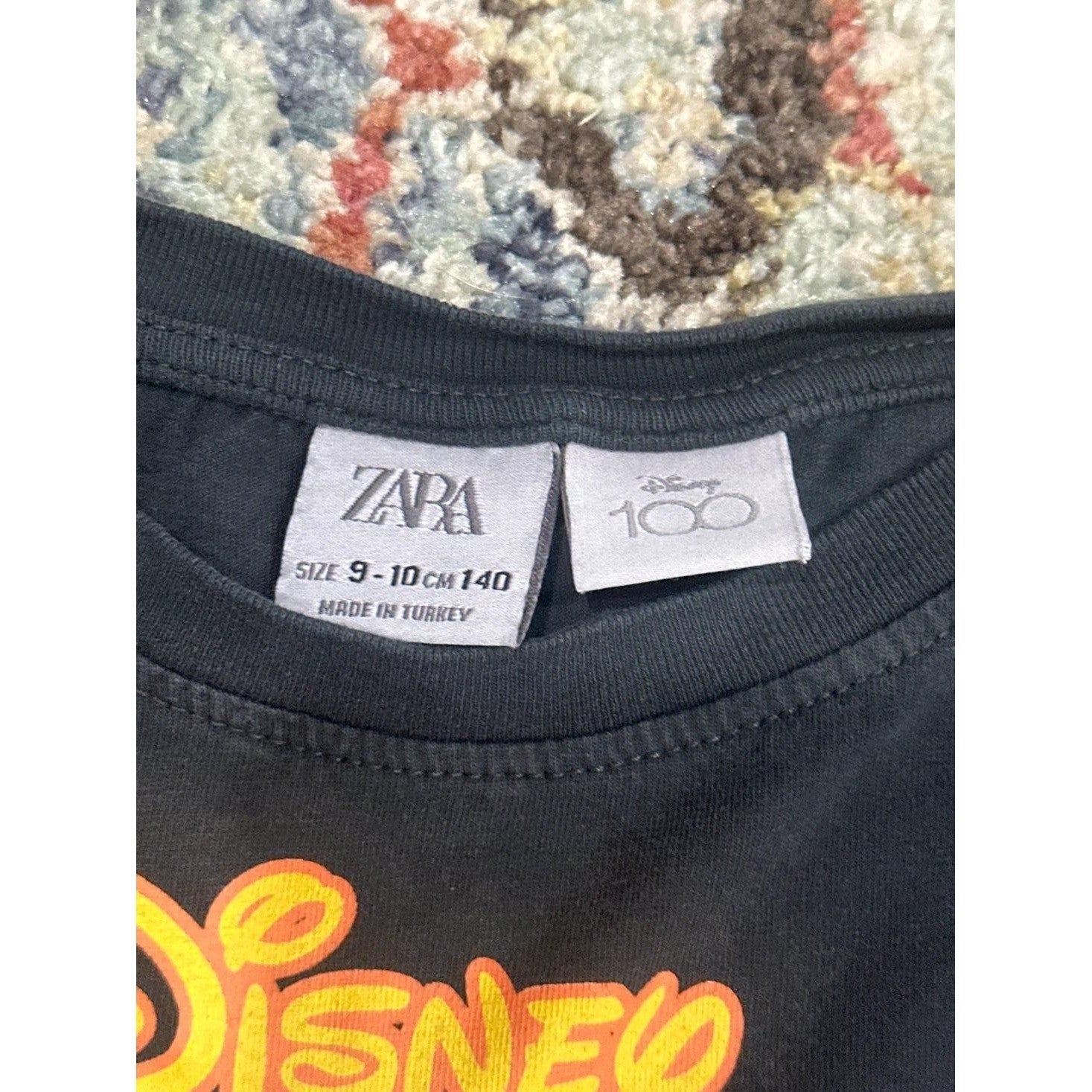 Zara Disney 100 Years Shirt Kids 9-10 Black Graphic Long Sleeve EUC2