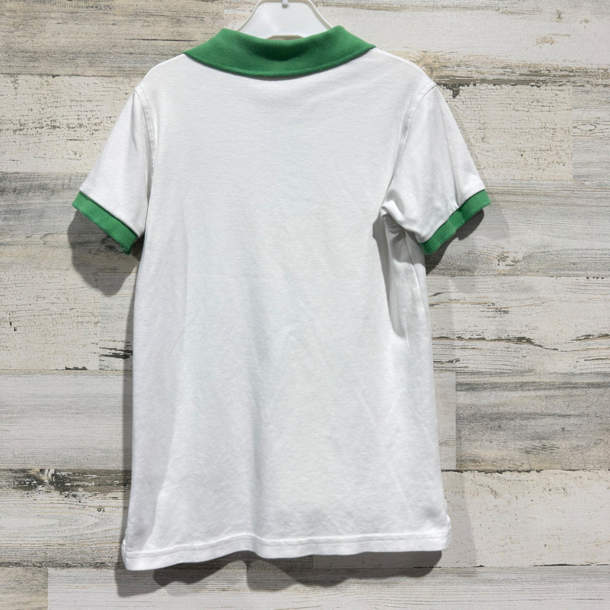 The Beaufort Bonnet Company Polo Shirt Boys 7 White Green Preppy EUC3