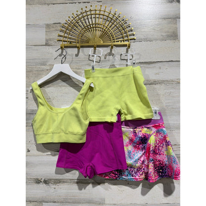 GB BCG Champion Activewear Lot Girls M 7/8 Lime Magenta Skort Shorts Set0