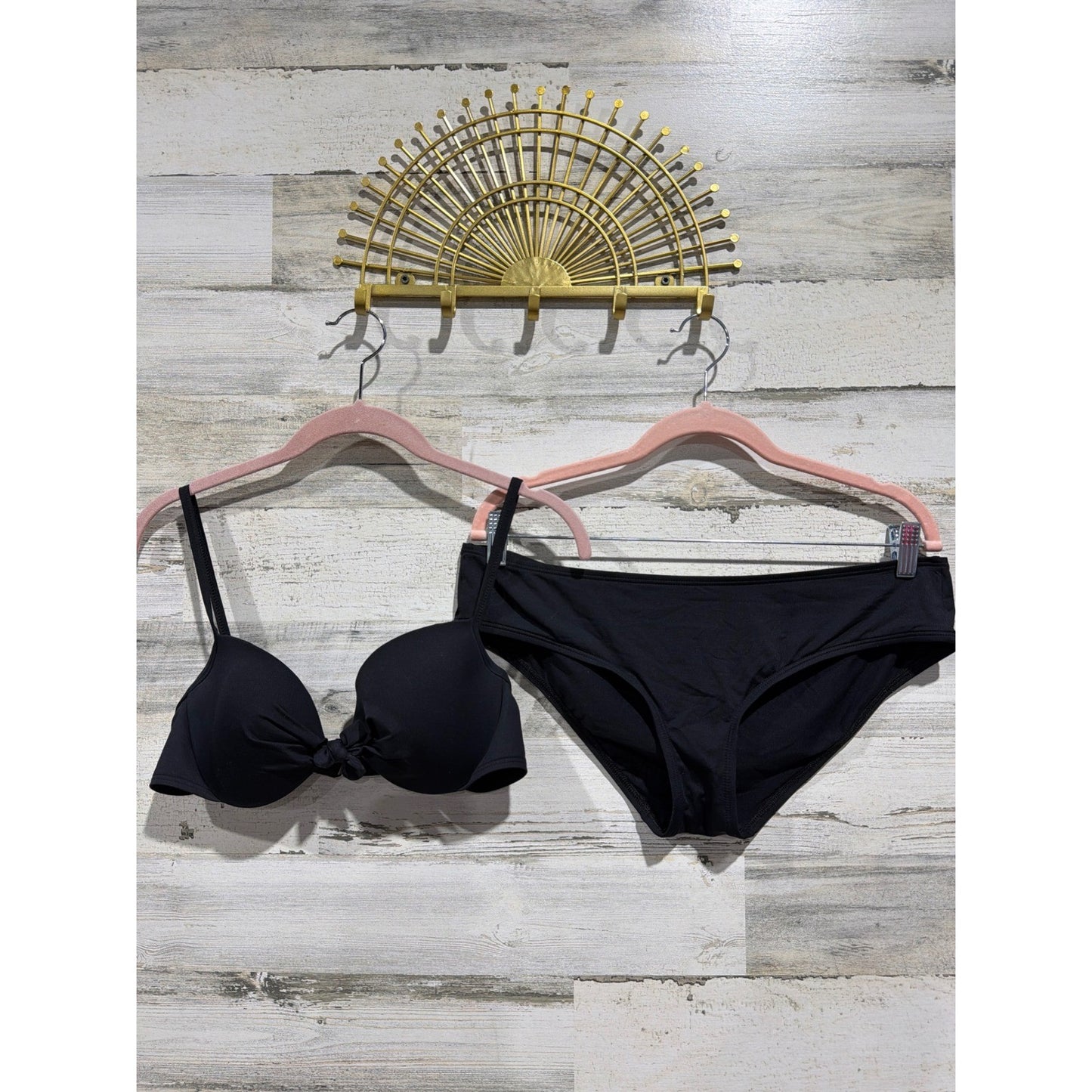Y2K Gap Body Bikini Set Women 36B/L Black Underwire Hipster 2006 Swim Resort0
