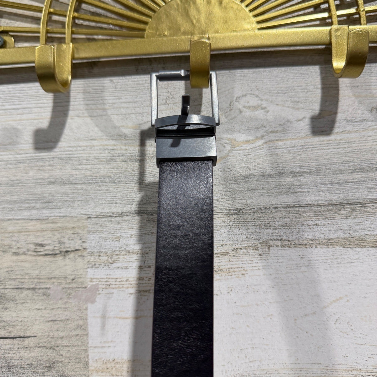 Boys Reversible Square Buckle Belt Boys Small 26" Black Faux Leather Classic EUC0
