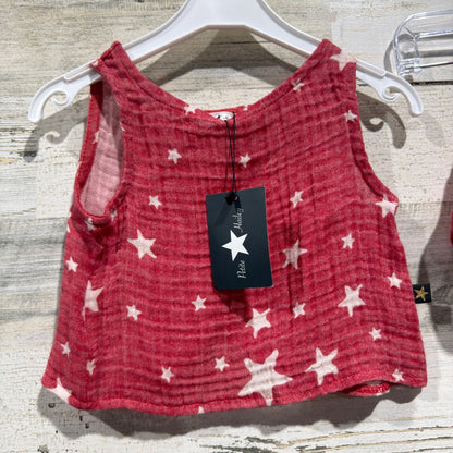 Petite Hailey Star Print Outfit Set Girls 12M Red 100% Cotton Boho NWT1