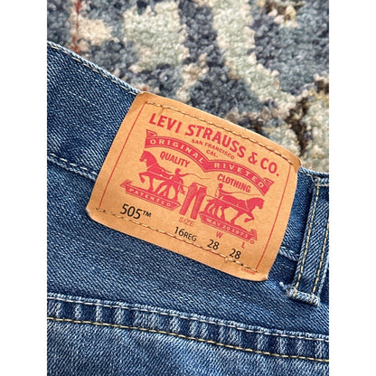 Levi's 505 Regular Fit Jeans Kids Size 16 Blue Medium Wash Straight Leg EUC1