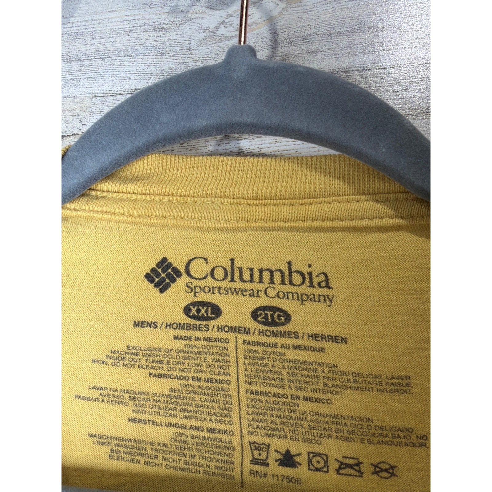 Columbia T-Shirt Mens 2XL Yellow Short Sleeve Logo Graphic Gorpcore EUC2