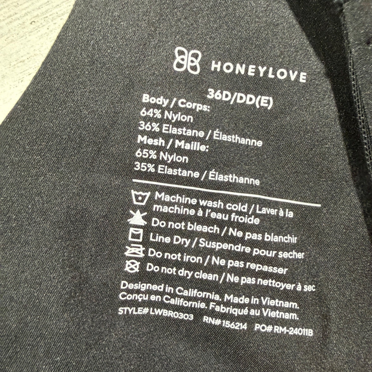 Honeylove Crossover Bra Women 36D/DD(E) Black LWBR0303 Modern Everyday Basic1